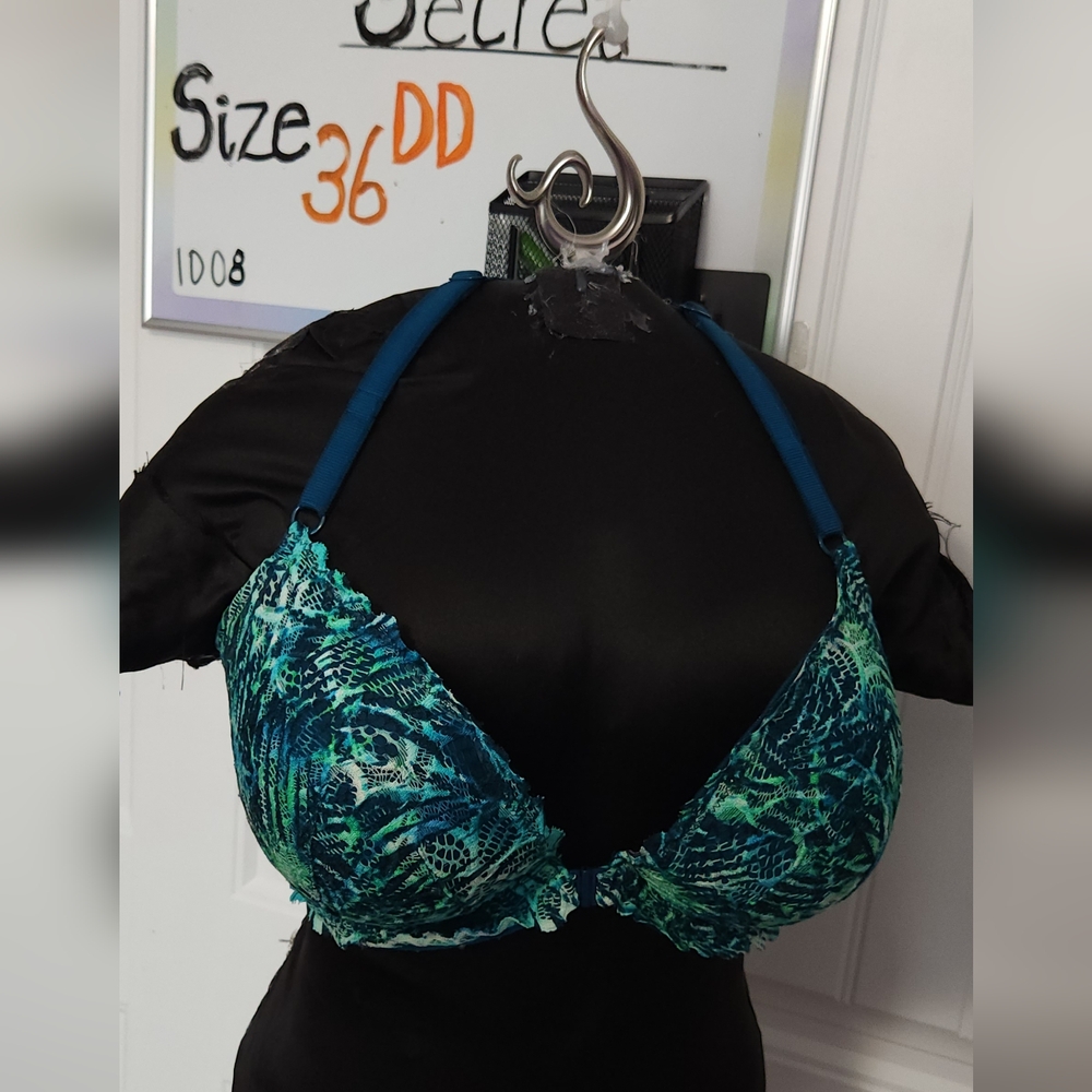 Blue and Green Patterned Bikini Top